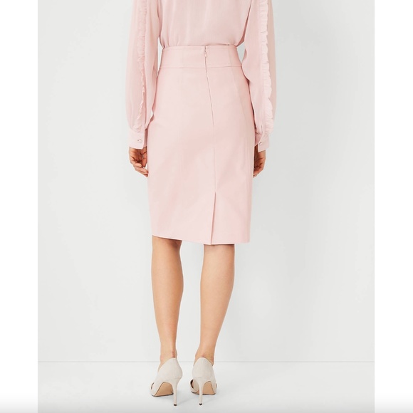 Ann Taylor The Seamed High Waist Pencil Skirt In Stretch Cotton Pink Size 8 - Picture 2 of 3